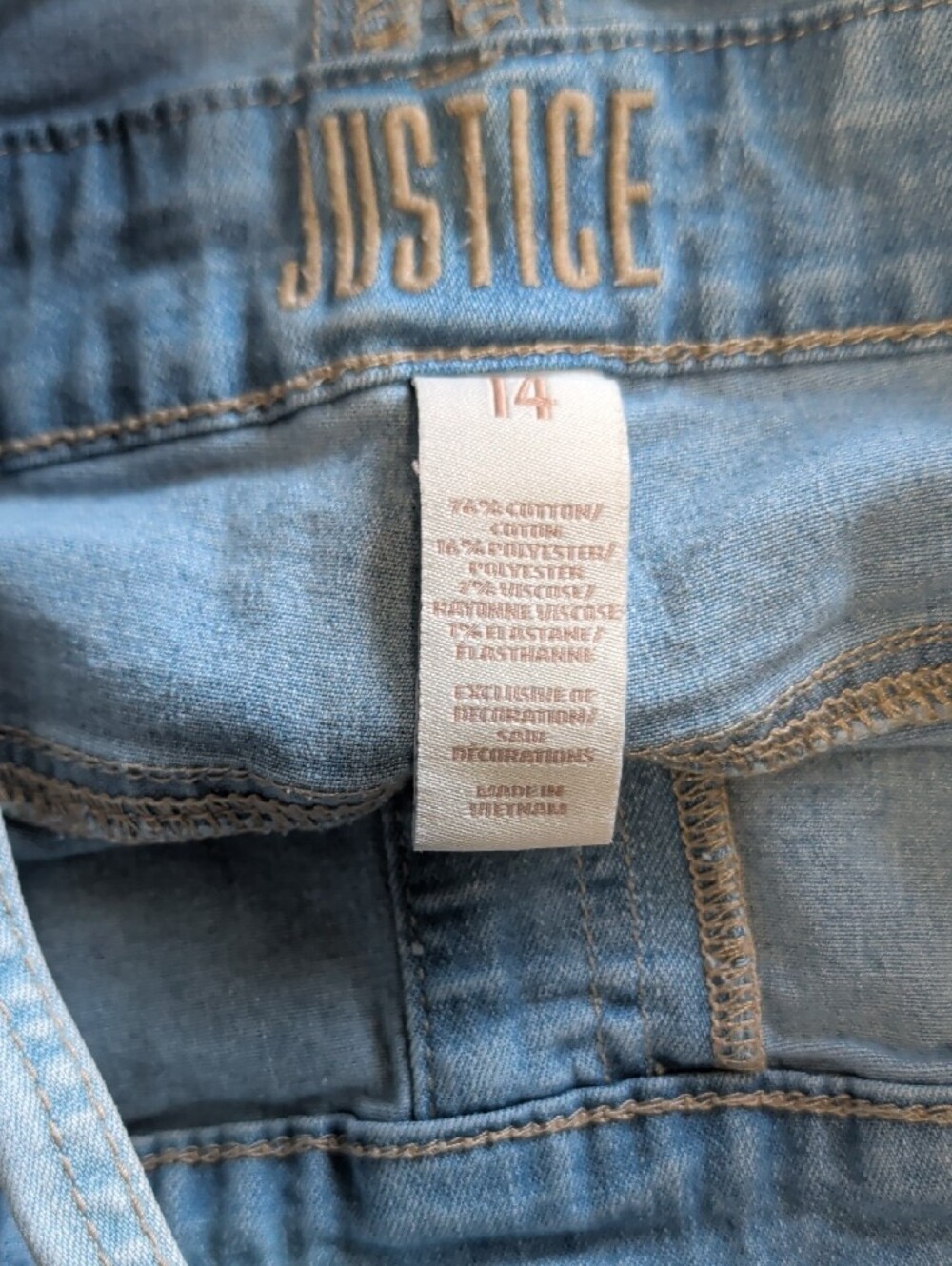 Bundle Light Wash Denim Overalls, Yellow Dress, Leggings & Tops Sz 14 - Picture 9 of 12